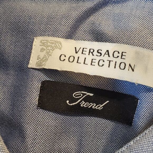 NWT Versace Collection Camicia Trend Dress Shirt Cotton blue 15/38 - Picture 4 of 9